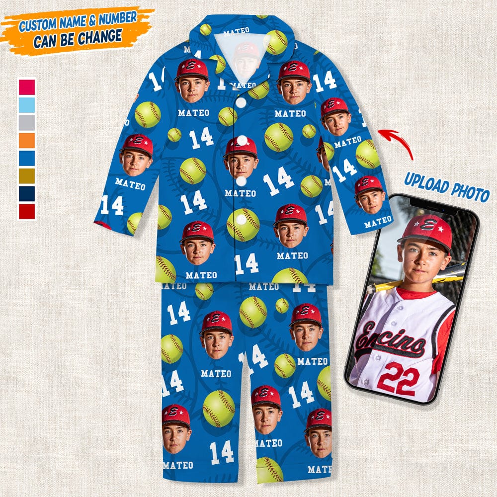 Custom Face Photo With Softball Pajamas Christmas T286 888811 - Image 7