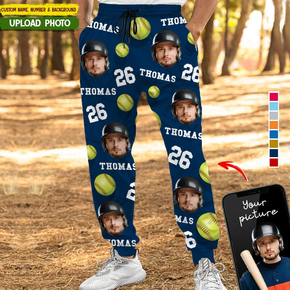 Custom Face Photo With Softball Sport Sweatpants T286 888817 - Image 7