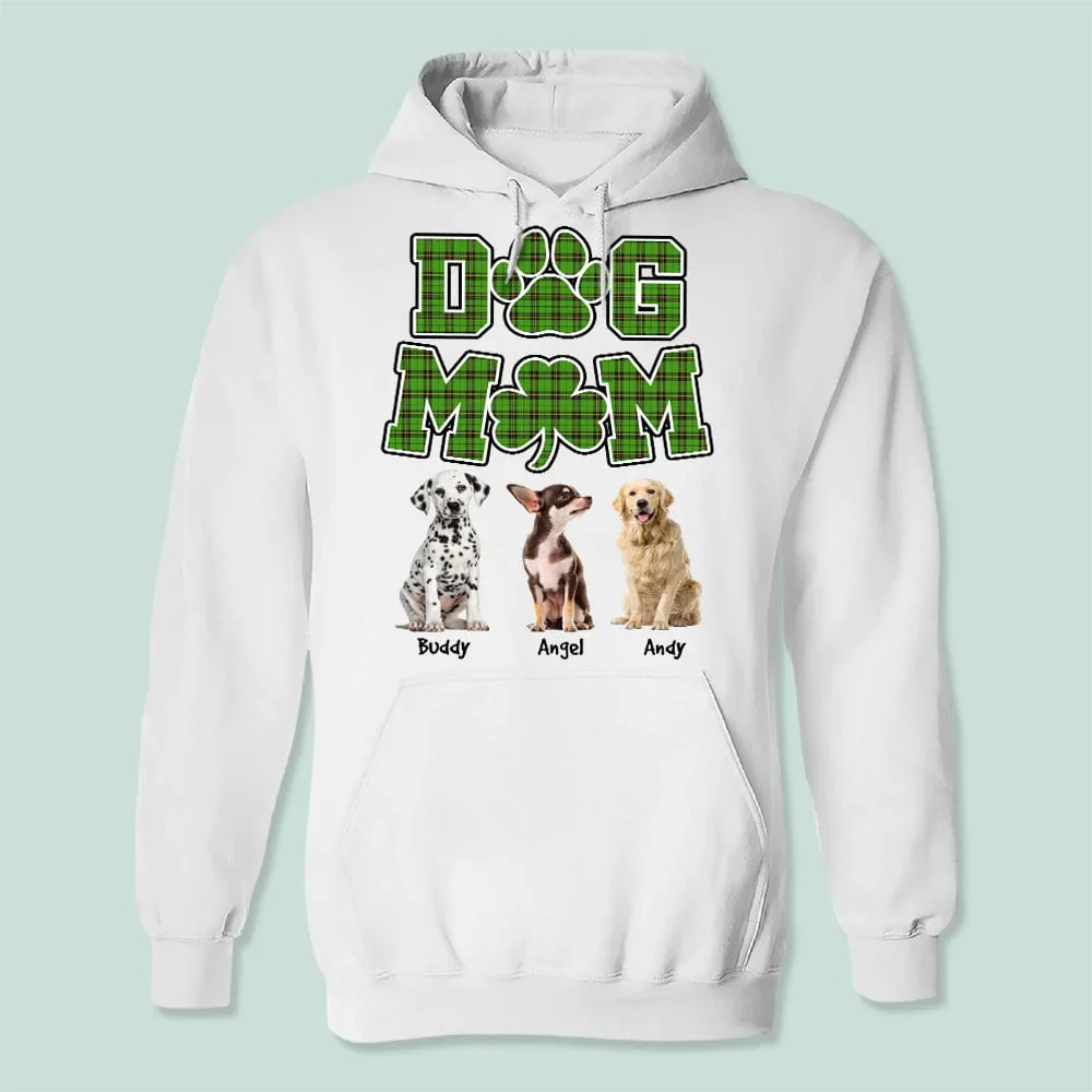St.Patricks Day Custom Photo Dog Mom Shamrock Shirt K228 HN590 - Image 3
