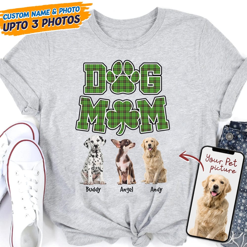 St.Patricks Day Custom Photo Dog Mom Shamrock Shirt K228 HN590 - Image 8