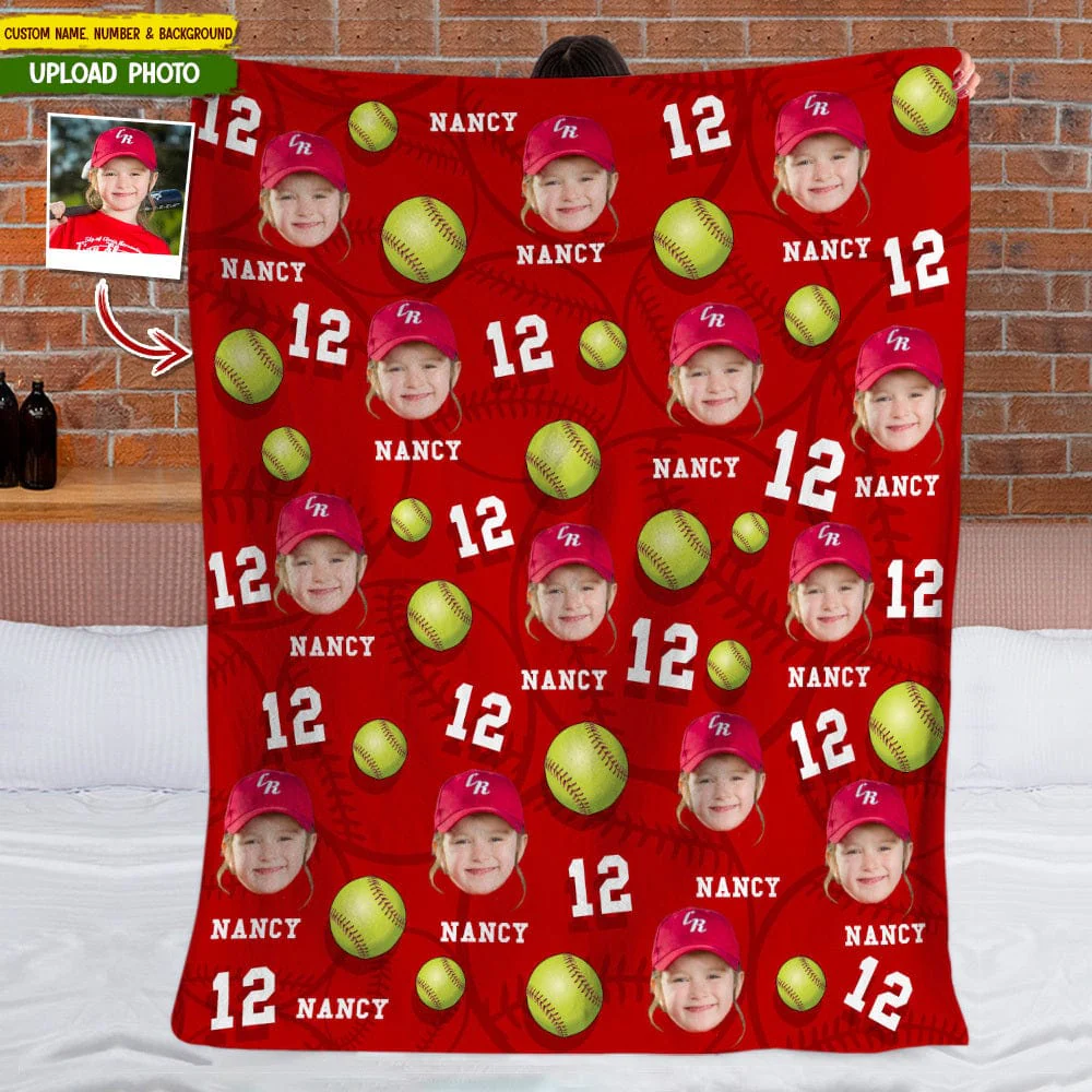 Custom Photo Dog Cat With Softball Pattern Blanket T286 HN590 - Image 2