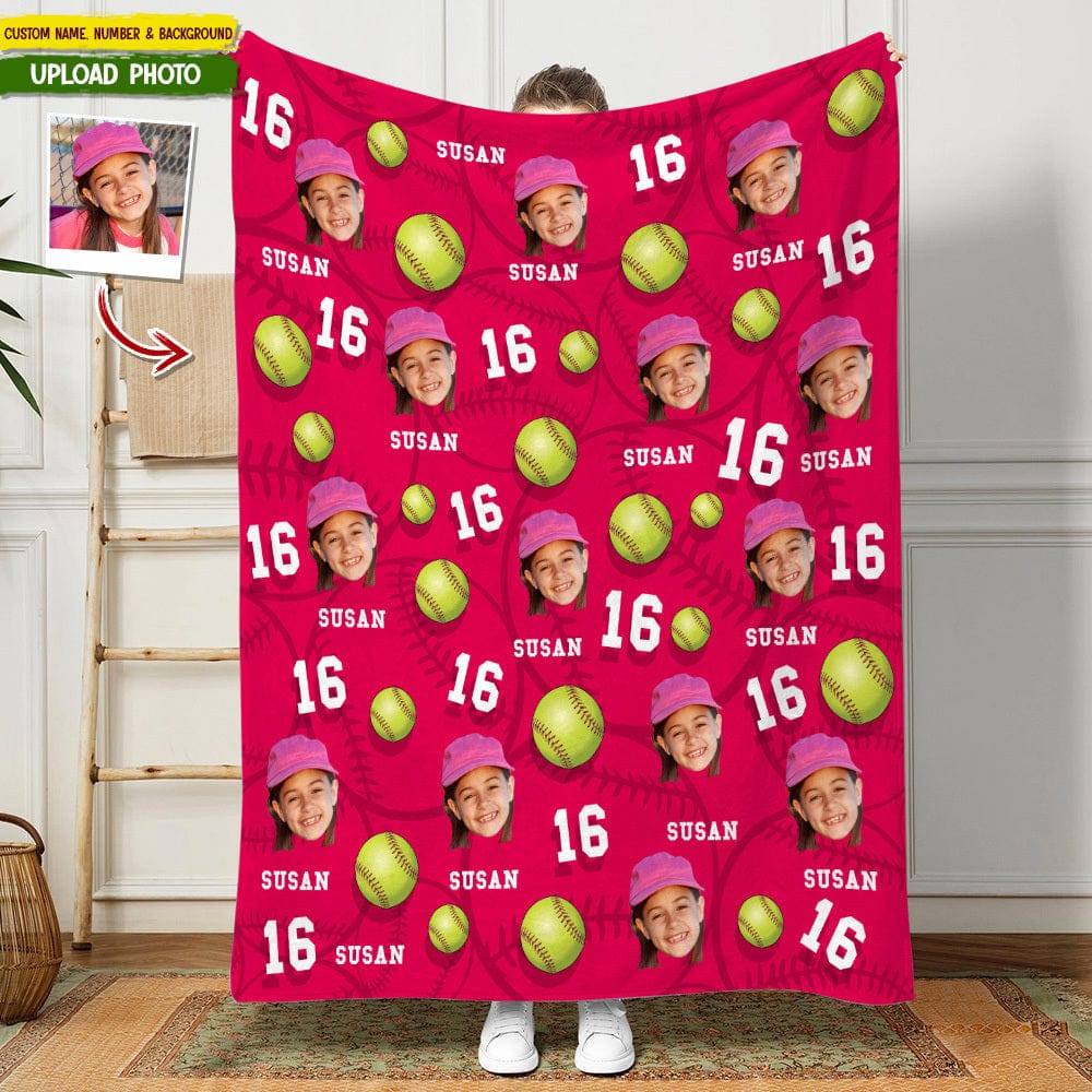 Custom Photo Dog Cat With Softball Pattern Blanket T286 HN590 - Image 3