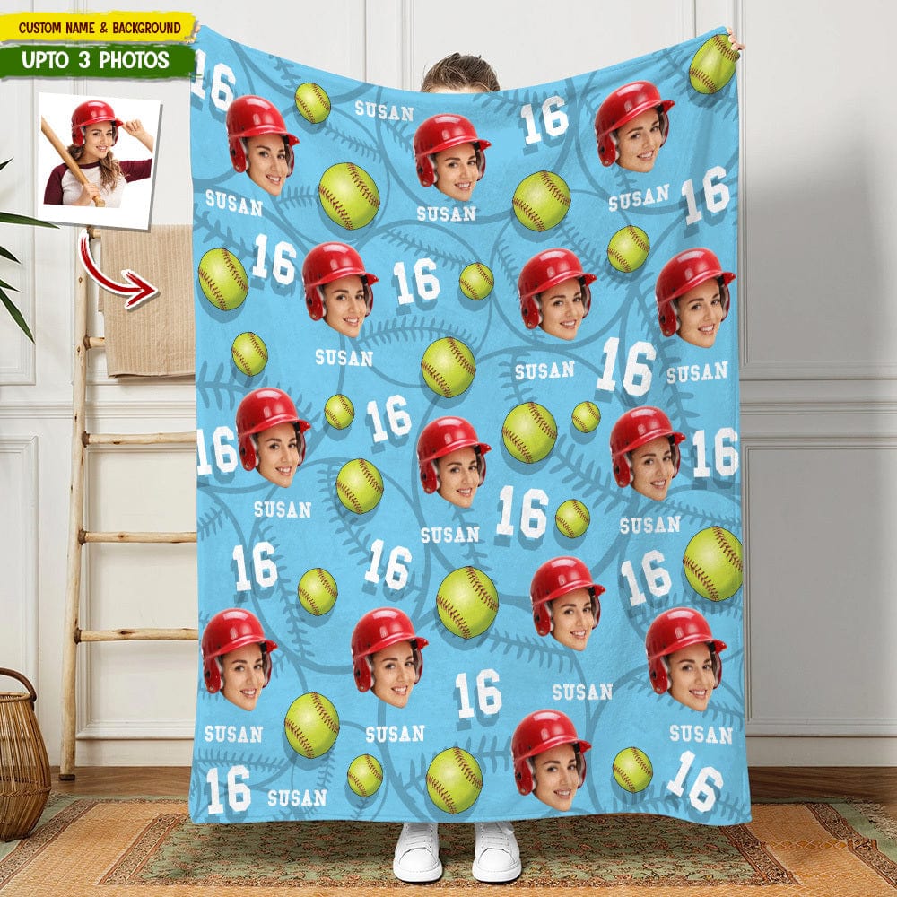 Custom Photo Dog Cat With Softball Pattern Blanket T286 HN590 - Image 4