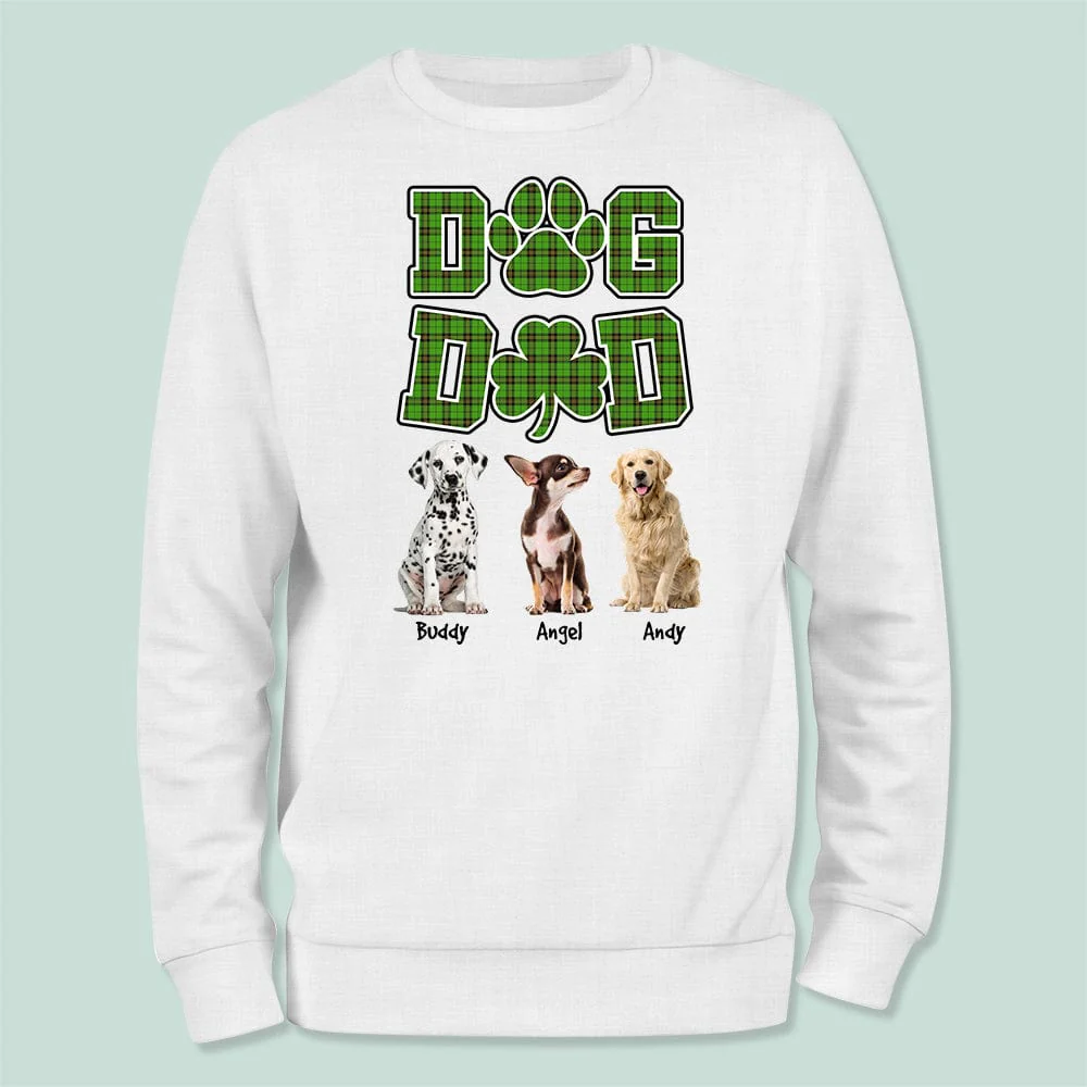 St.Patricks Day Custom Photo Dog Dad Shamrock Shirt K228 HN590 - Image 2