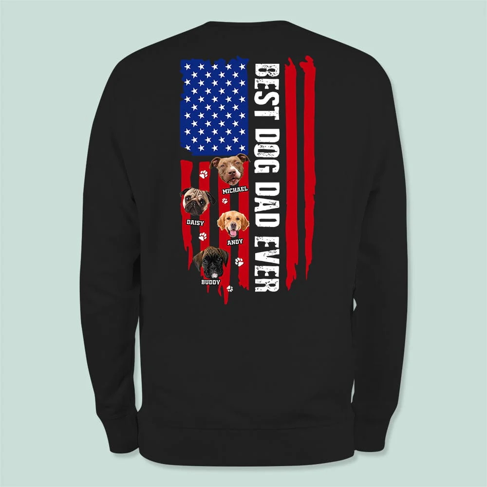 Custom Photo Best Dog Dad Ever Paw American Flag Backside Dog Shirt TA29 888841 - Image 2