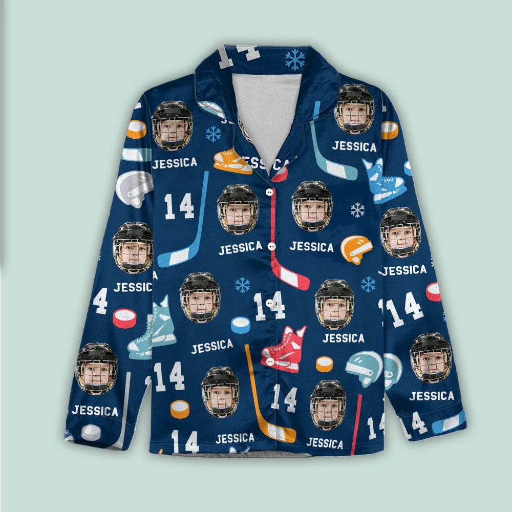 Custom Face Photo With Hockey Sport Pajamas T286 888859 - Image 3