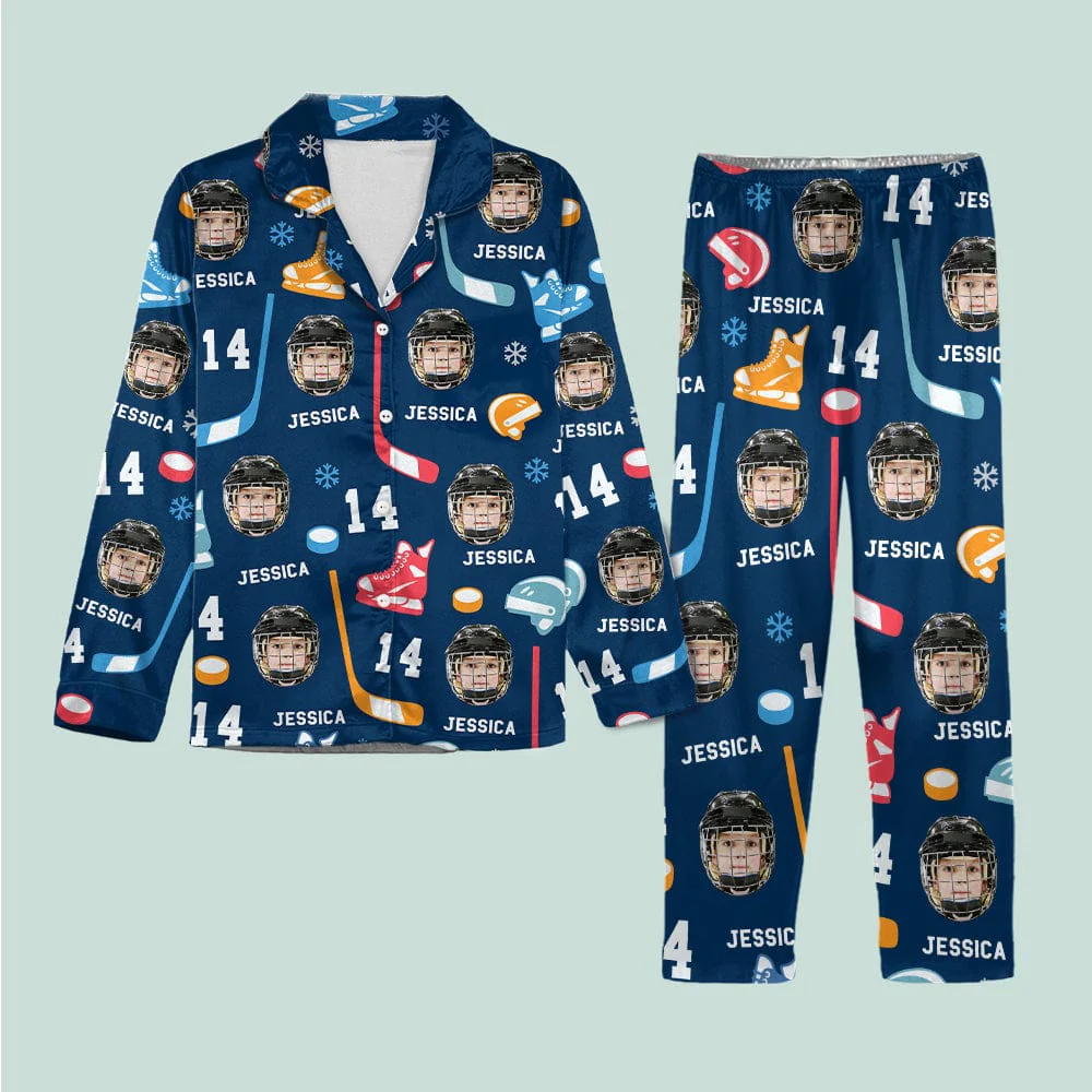 Custom Face Photo With Hockey Sport Pajamas T286 888859 - Image 5