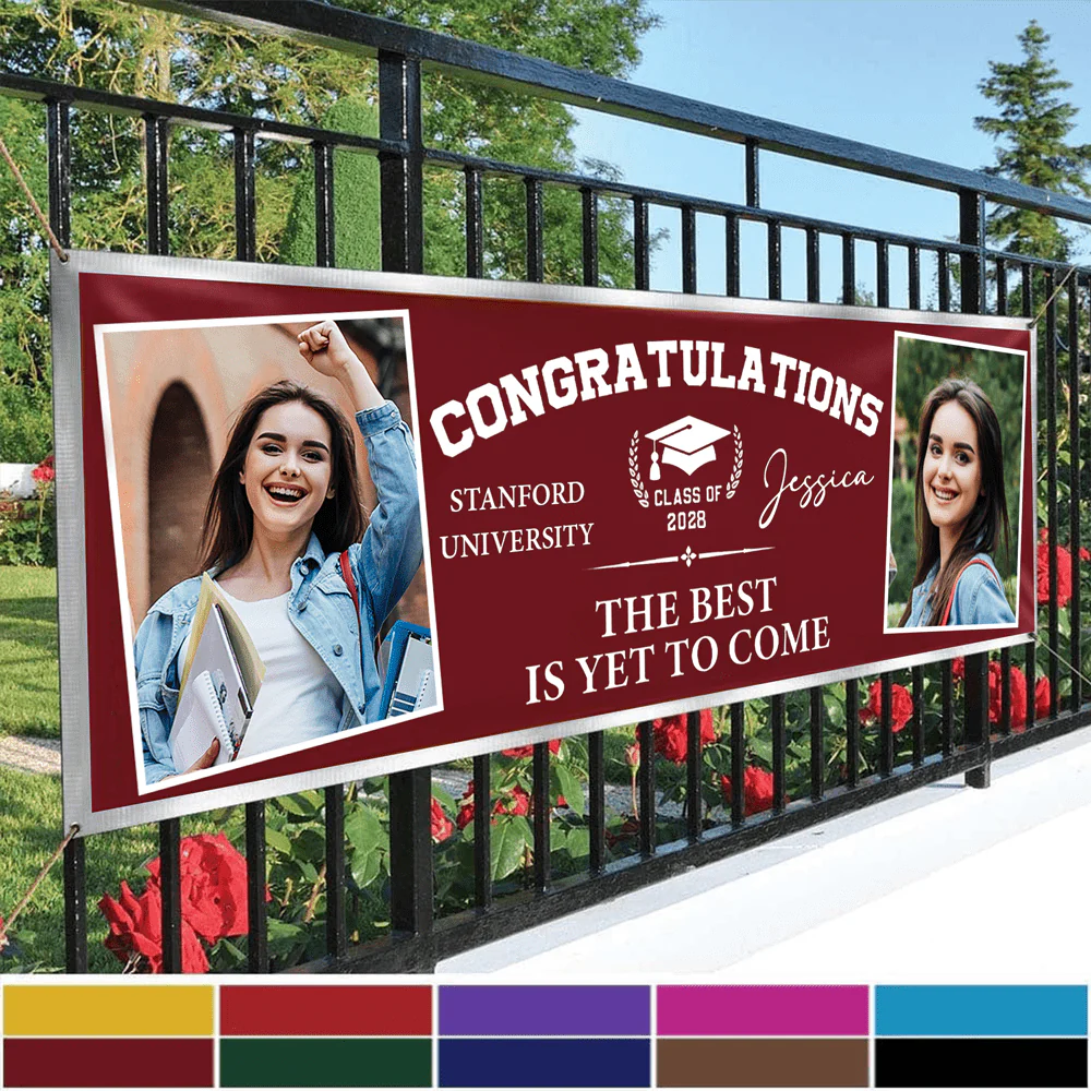 Congratulations Graduation Banner with 2 Pictures 888885 - Image 12