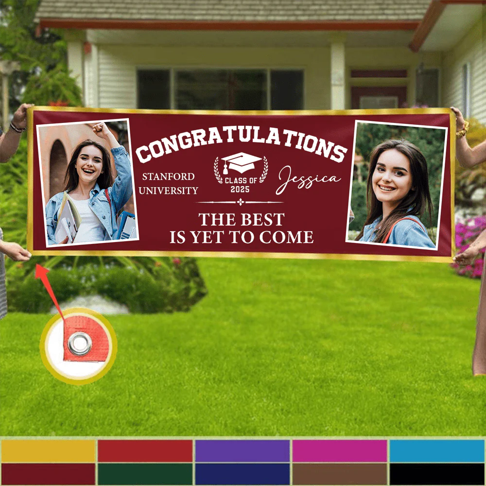 Congratulations Graduation Banner with 2 Pictures 888885 - Image 5