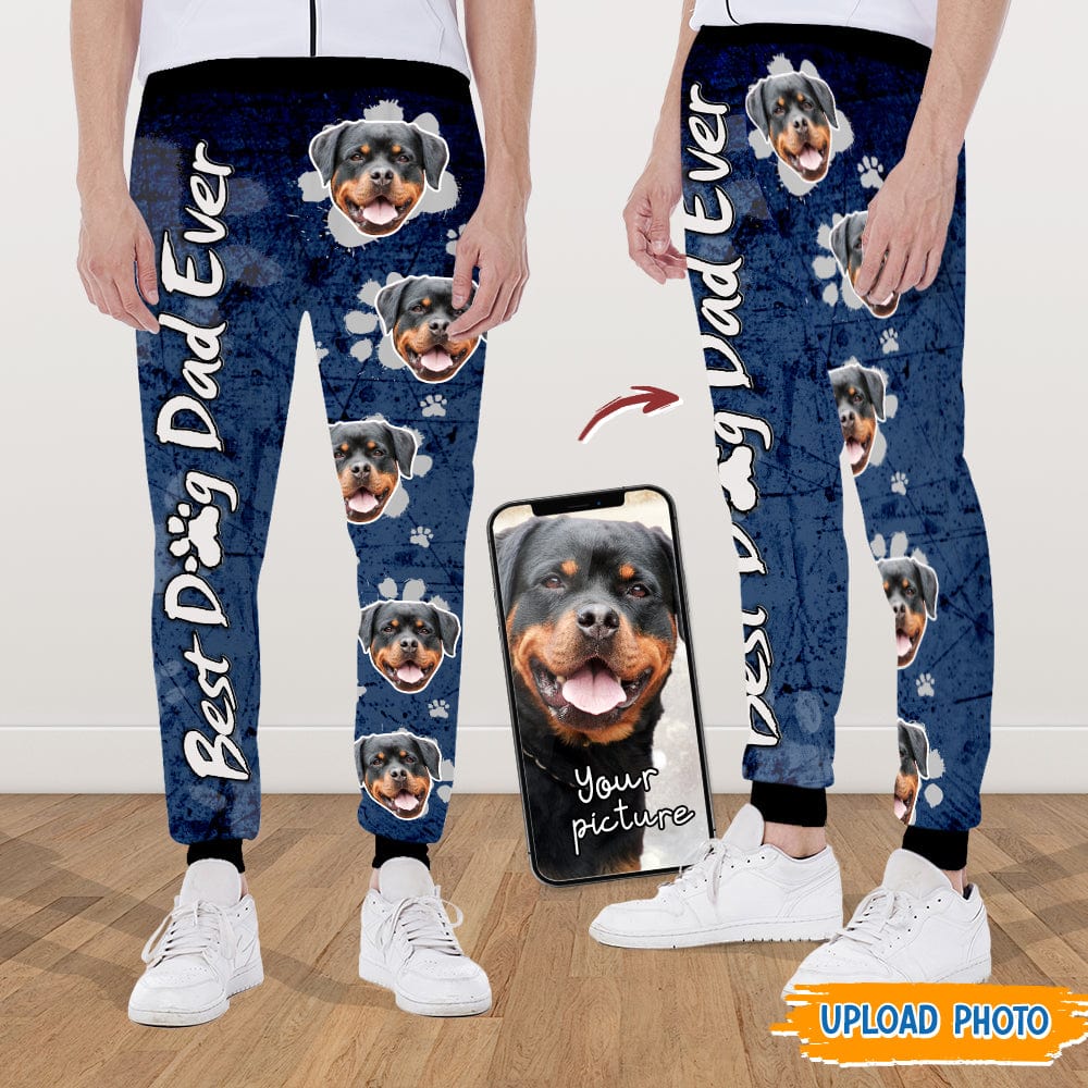Custom Photo Best Dog Dad Mom Ever Dog Sweatpants N369 HN590 - Image 2