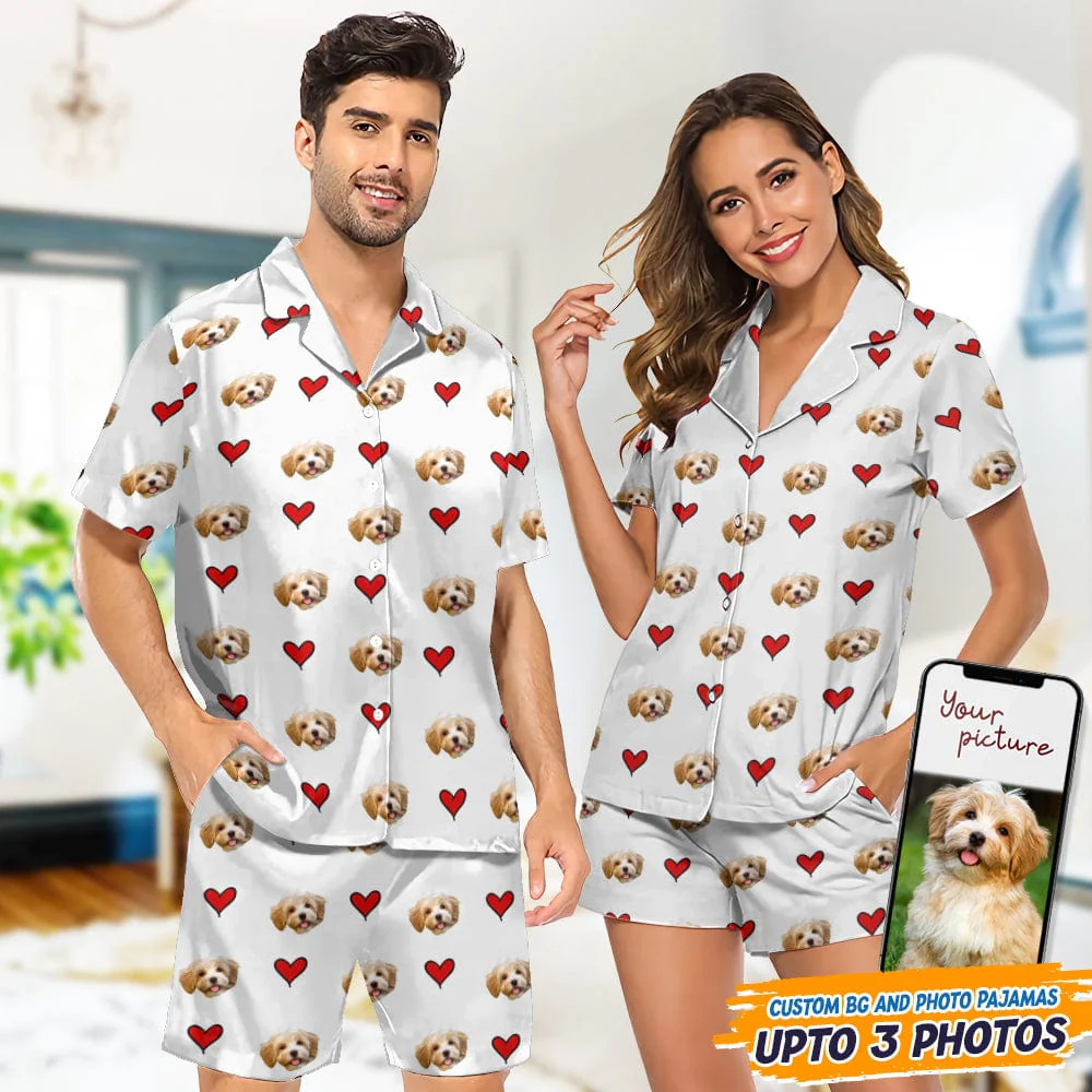 Custom Dog Photo With Icon Decoration Short Pajamas TA29 888902 - Image 3