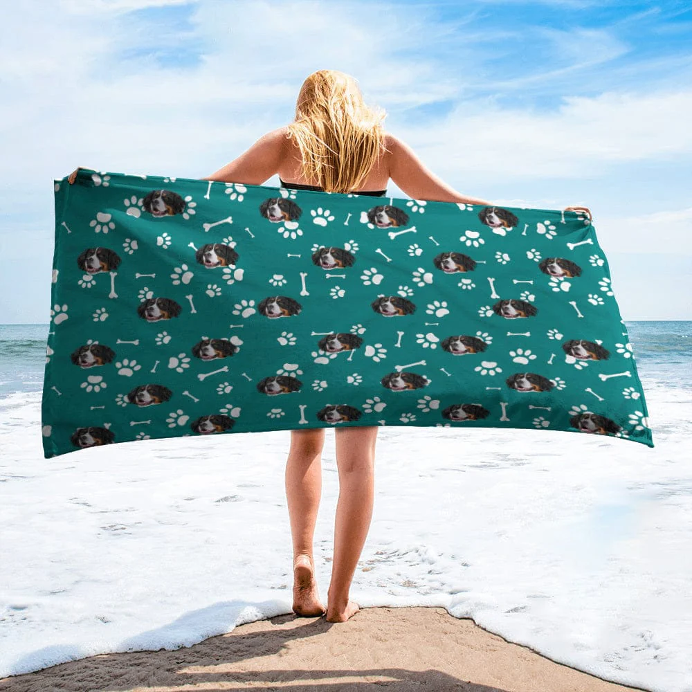 Custom Dog Photo With Icon Decoration Beach Towel TA29 888914