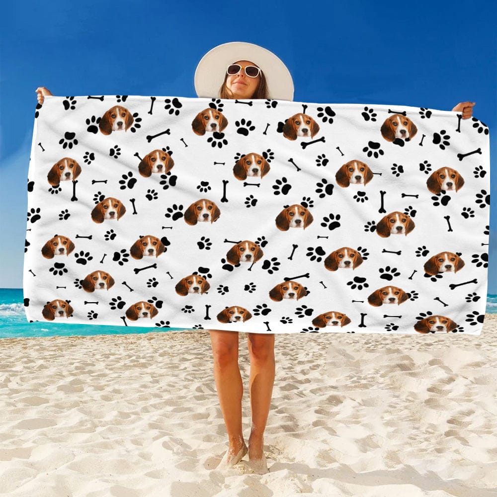 Custom Dog Photo With Icon Decoration Beach Towel TA29 888914 - Image 2