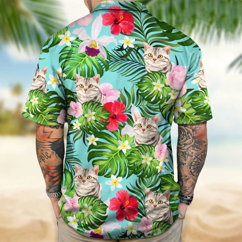 Custom Cat Dog Photo Men's Hawaii Shirt N304 888929 - Image 3