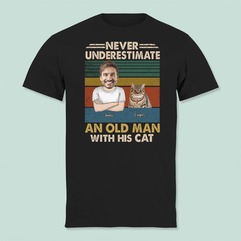 Custom Photo Never Underestimate An Old Man With Cat Shirt TA29 888935