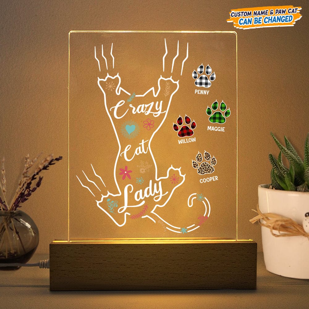 Crazy Cat Lady Acrylic Plaque With LED Night Light N304 970 - Image 3
