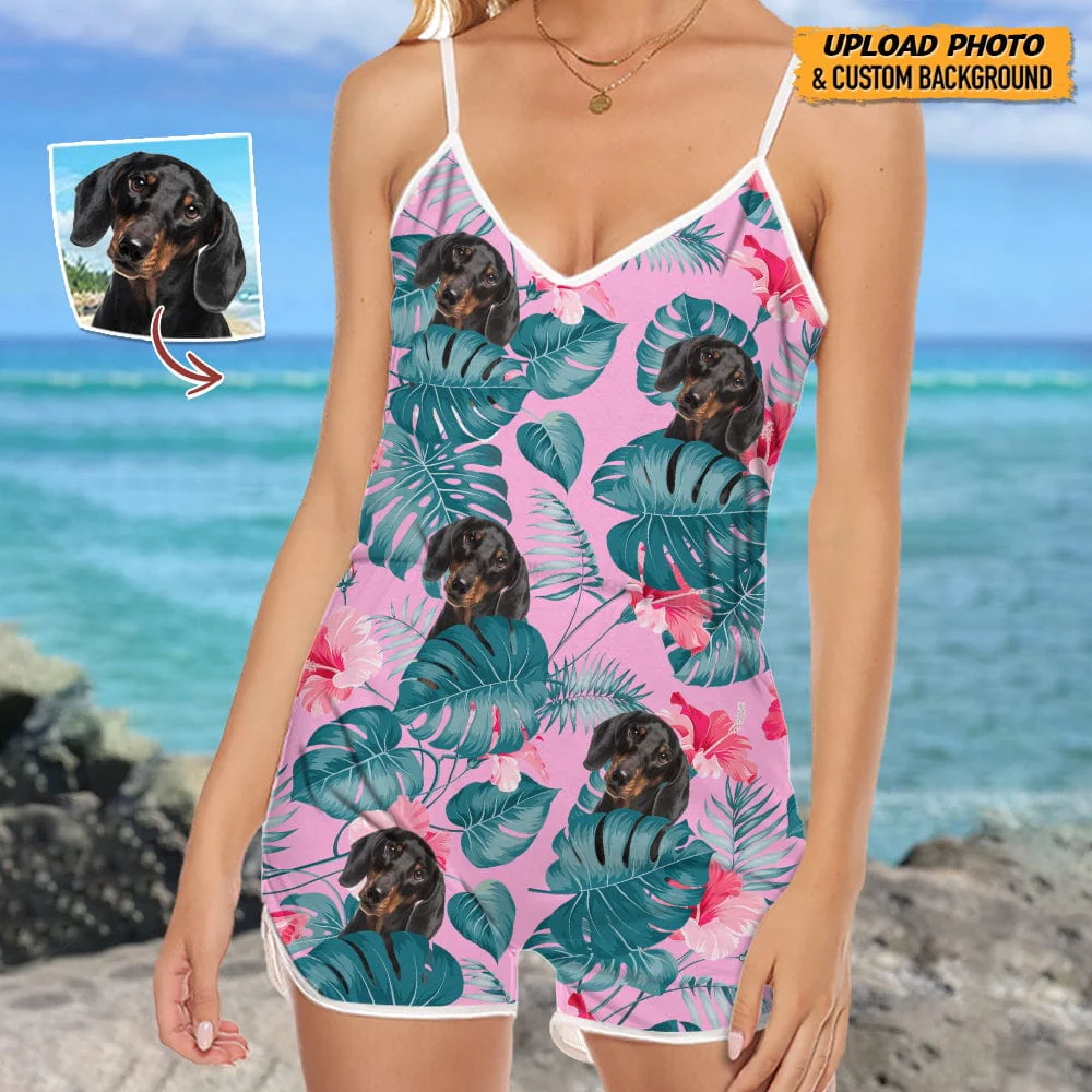 Custom Dog Photo Sleeveless Romper N304 888982 - Image 2