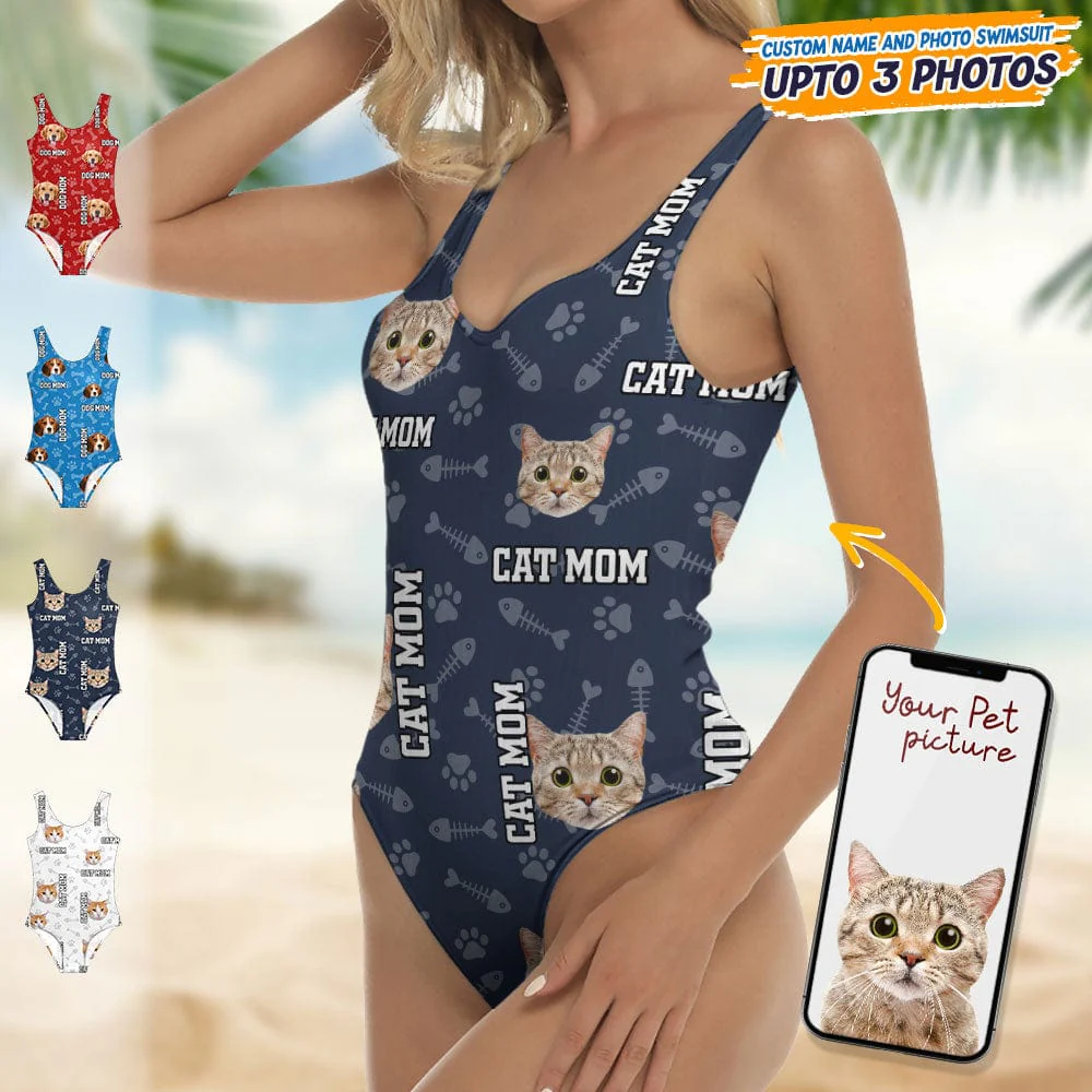 Custom Cat Photo With Accessory Pattern Swimsuit TA29 889002 - Image 7