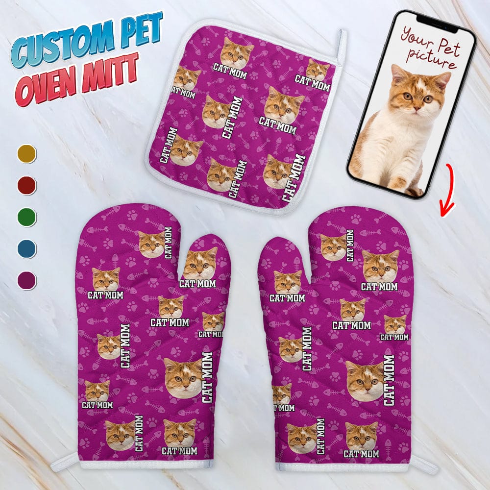 Custom Cat Photo With Accessory Pattern Oven Mitt TA29 889010