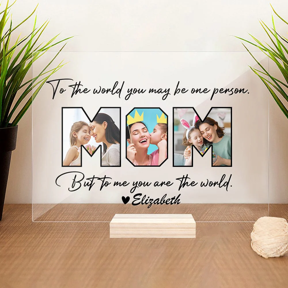 Custom Photo To The World You May Be One Person Acrylic Plaque and Stand TA29 889028