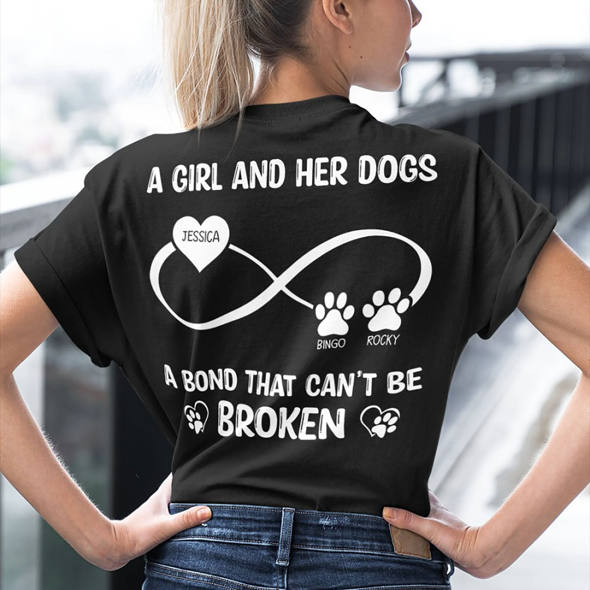 A Girl And Her Dog A Bond That Can't Be Broken Personalized Custom Dog Backside Shirt C455 - Image 2