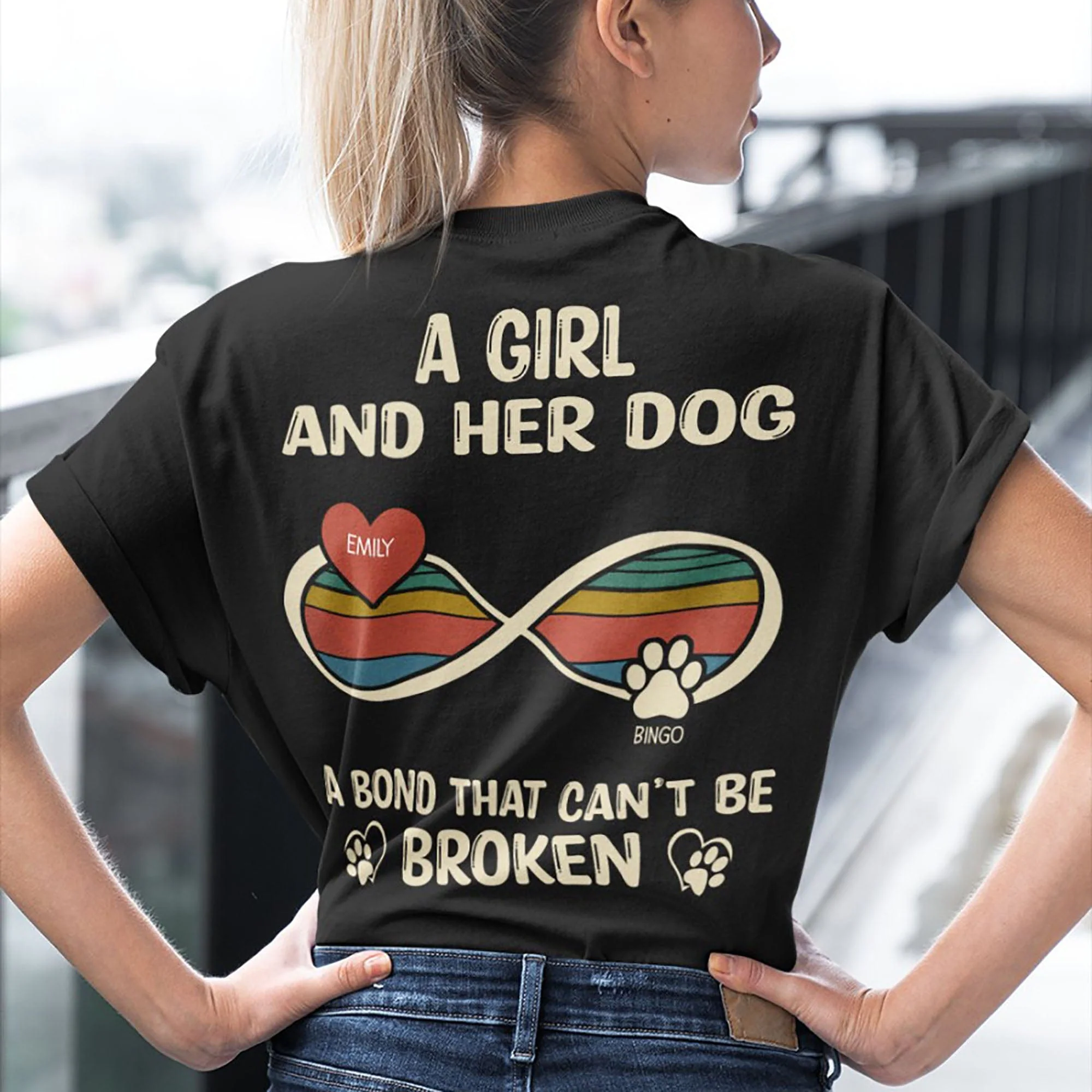 A Girl And Her Dog A Bond That Can't Be Broken Personalized Custom Dog Backside Shirt C456 - Image 2