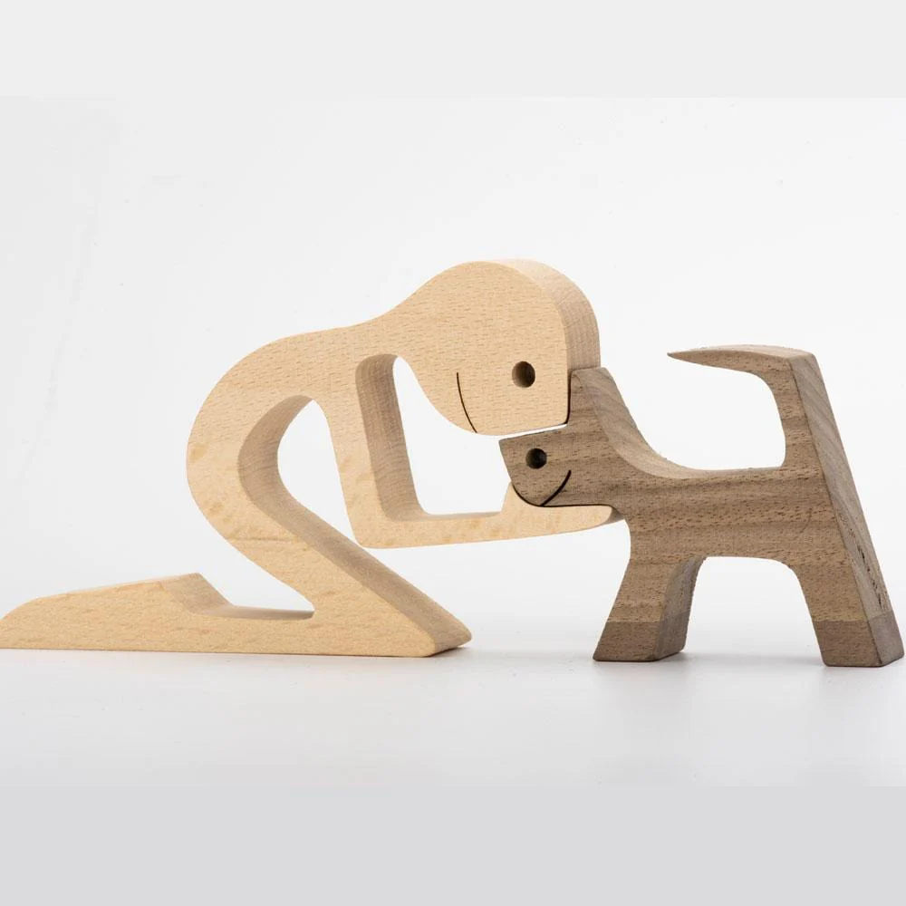 A Man With Cat Wood Sculpture T286 HN590