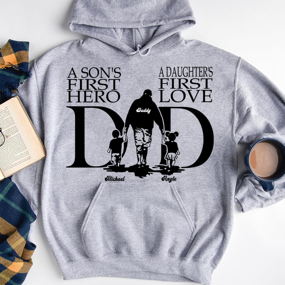 A Son's First Hero, A Daughter's First Love Father's Day Shirt, HN590 - Image 2