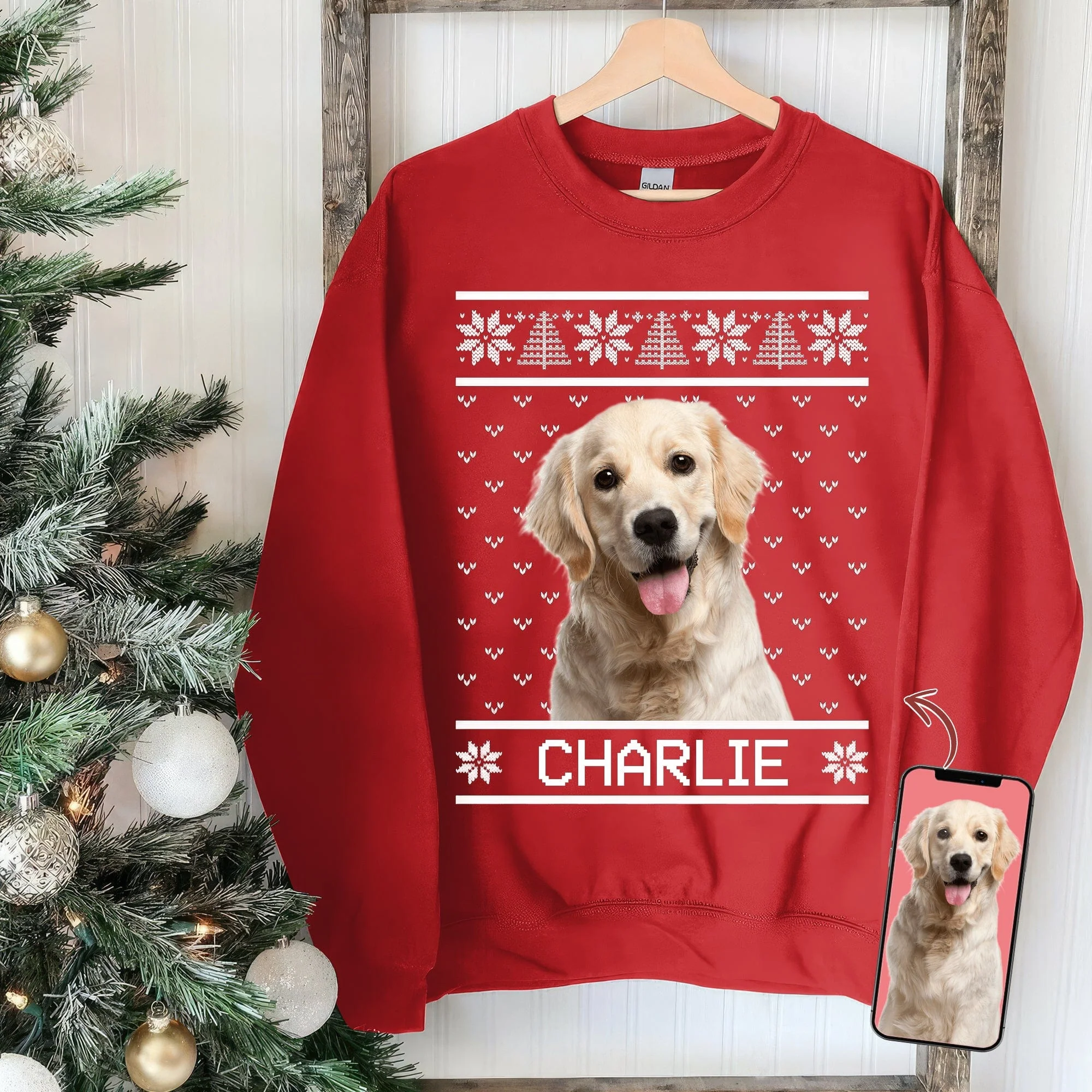 Add your Cat Dog Photo On Sweatshirt, Dog Lover Sweater Christmas DA199 891565
