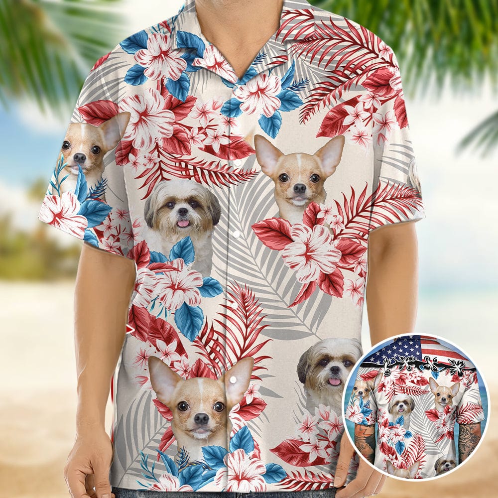 America Flag Hawaiian Shirt, Upload Dog Photo TA29 888382 - Image 3