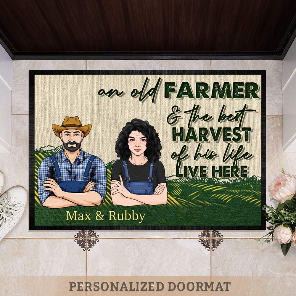 An Old Farmer & The Best Harvest Of His Life Live Here Farmer Doormat HN590