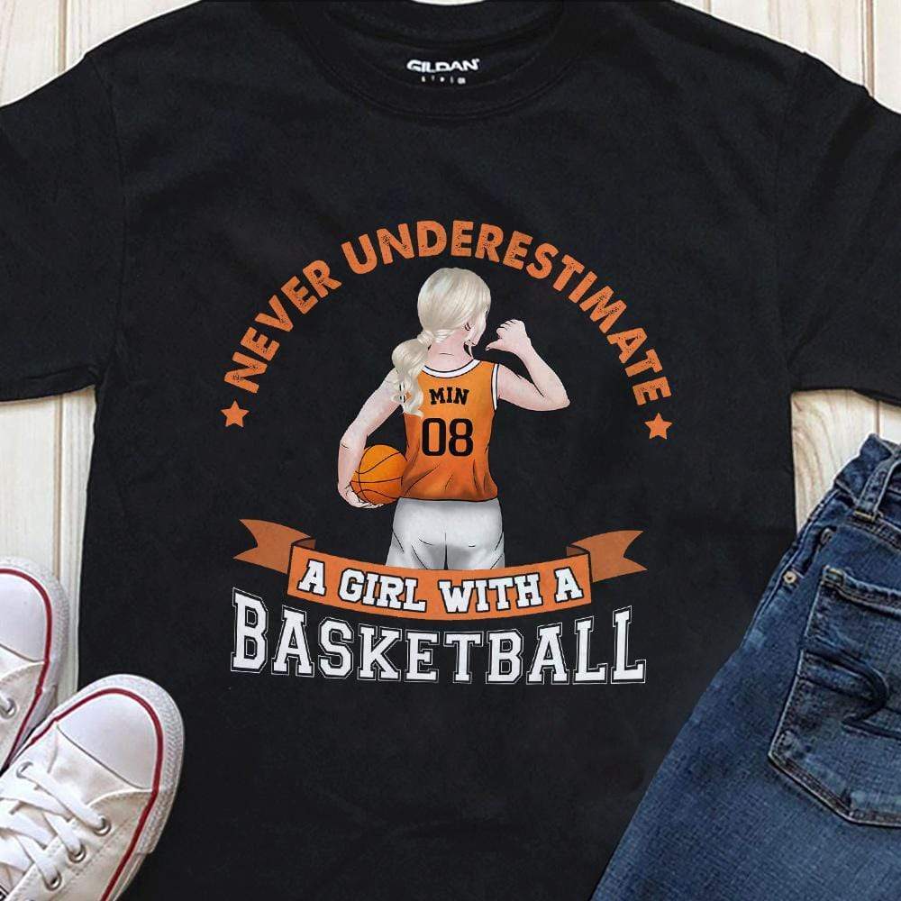 Basketball Shirt, Never Underestimate A Girl With Basketball, Basketball Girl Shirt - Image 2