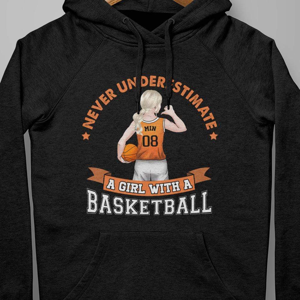 Basketball Shirt, Never Underestimate A Girl With Basketball, Basketball Girl Shirt - Image 3