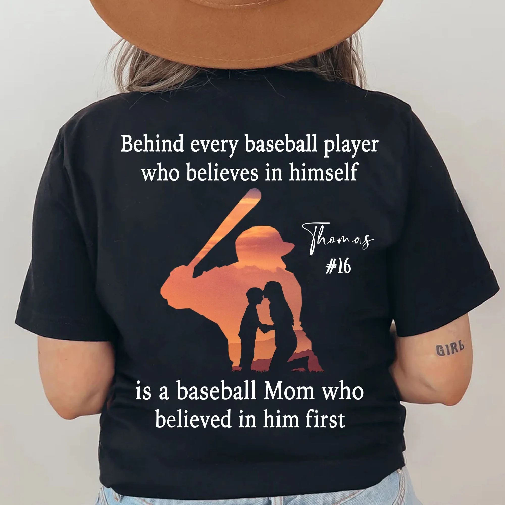 Behind Every Baseball Player Is A Mom/Dad That Believes Personalized Custom Baseball Shirts Backside C500