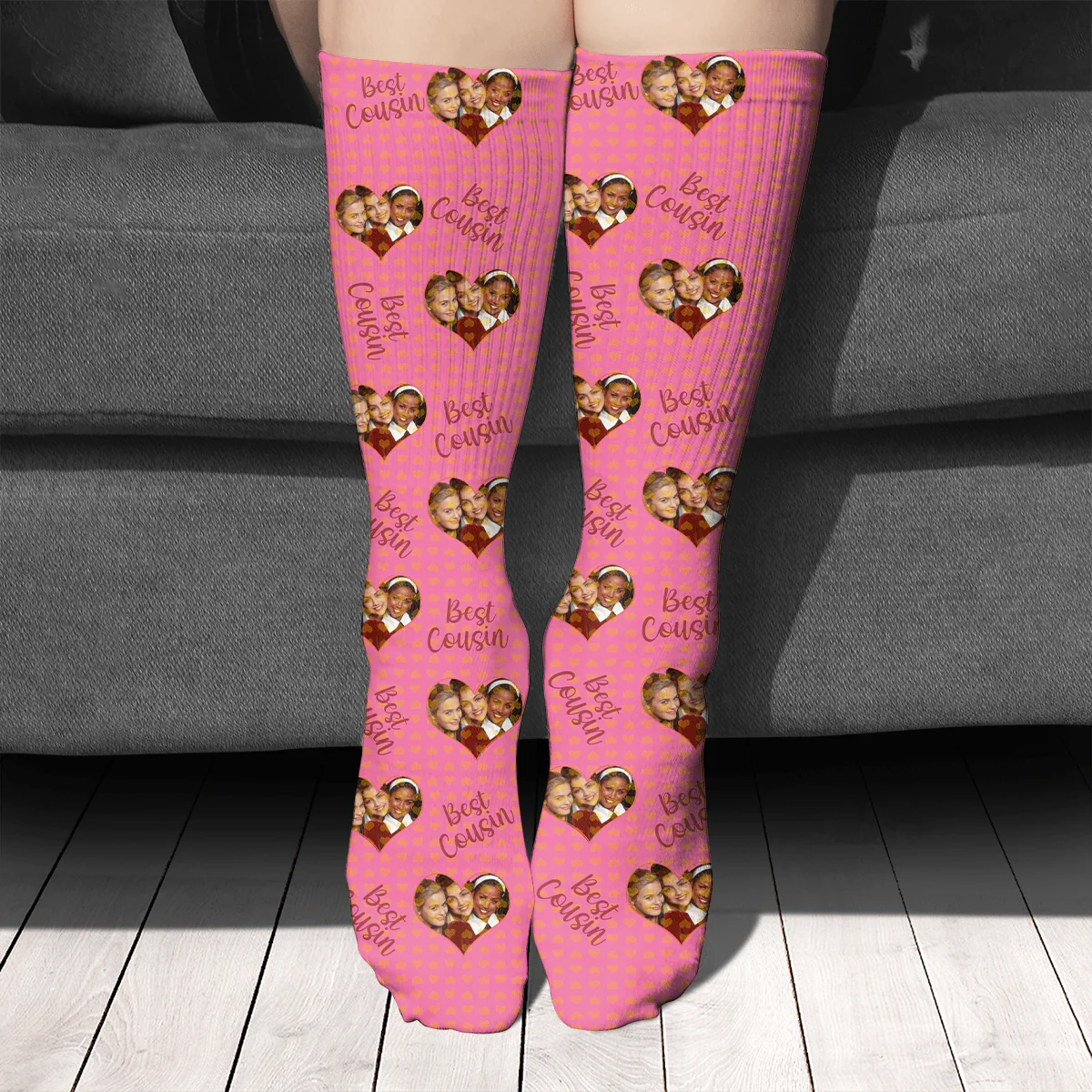 Best Cousin Socks, Custom Photo Socks For Family SG02 - Image 2