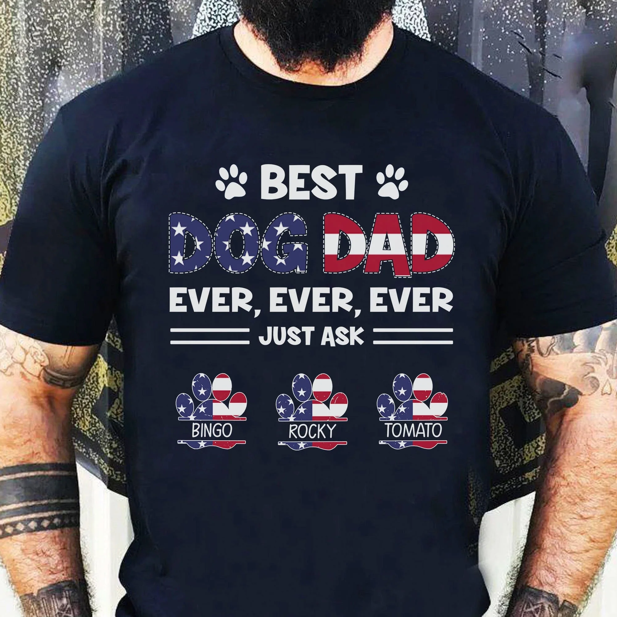 Best American Dog Dad Ever Personalized Custom Dog Shirt C384 - Image 3
