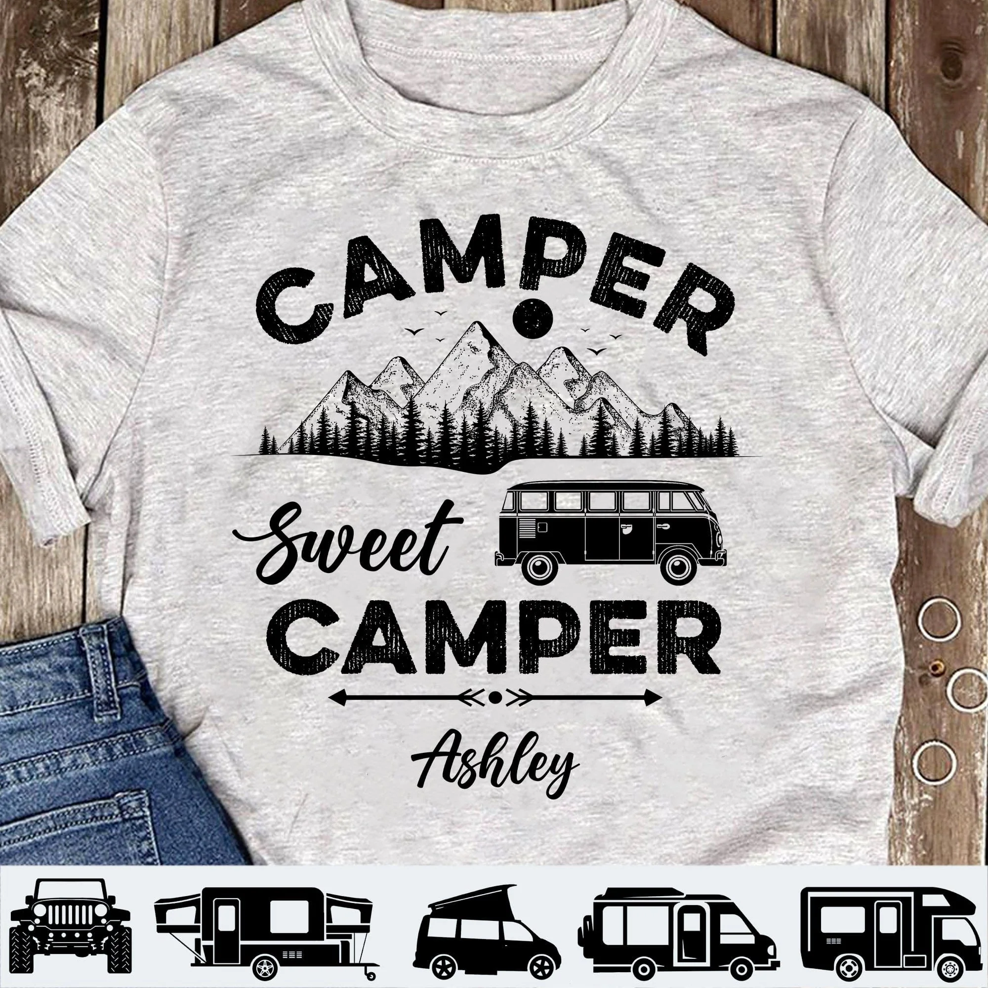 Camper Sweet Camper Personalized Custom Camping Bright Shirt C594