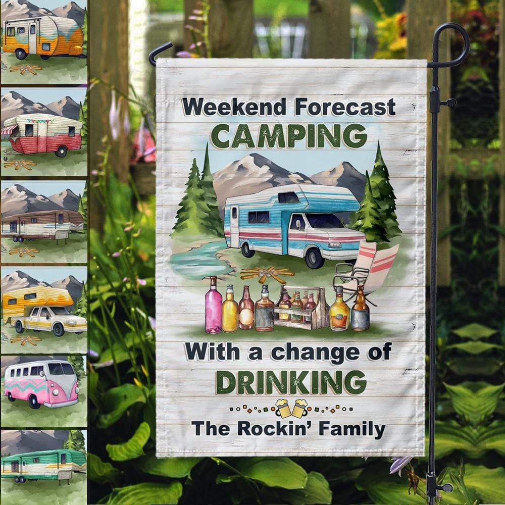 Weekend Forecast Camping Garden Flag, Camping Gift HN590