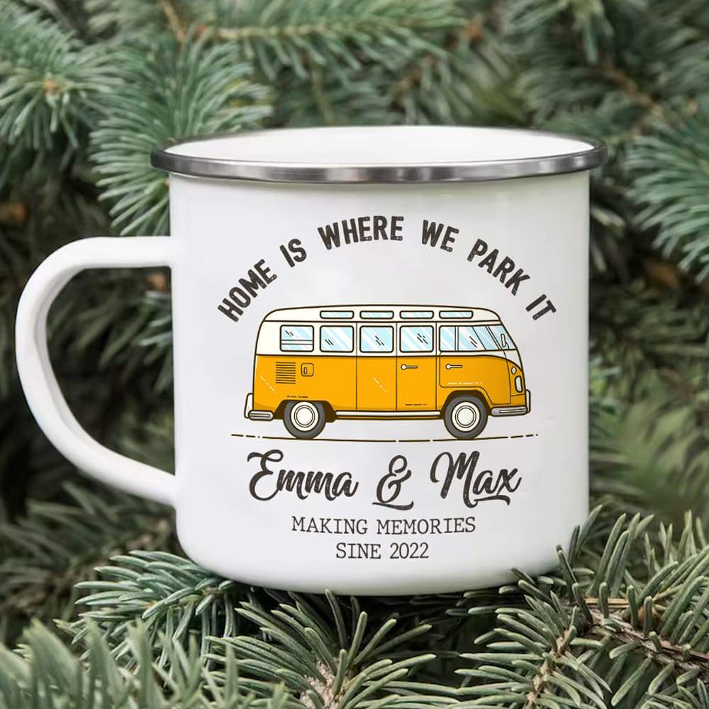 Home is where we park it Camping Steel Mug, Camping Gift,  Camping Mug HN590 - Image 4