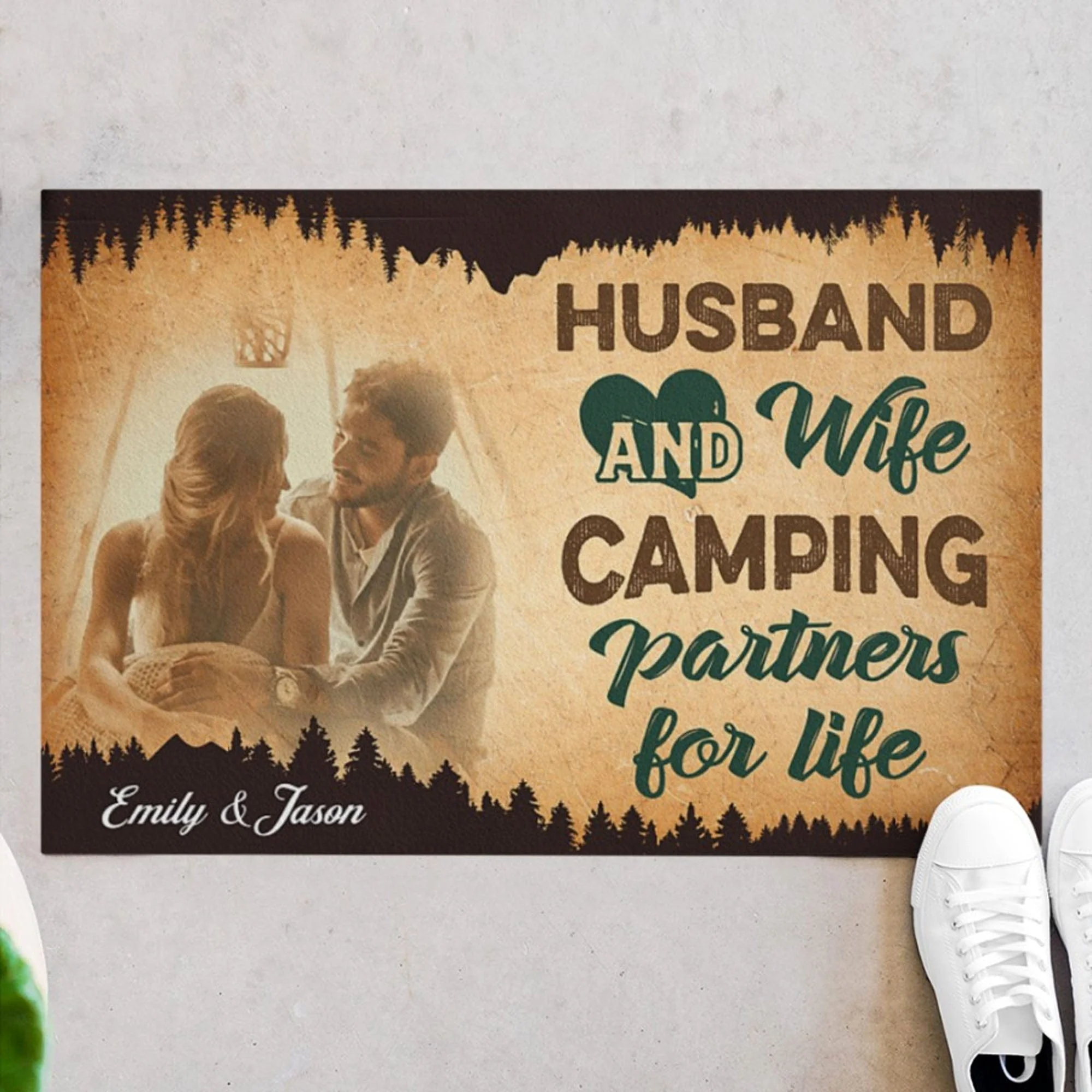 Camping Partners For Life Personalized Couples Anniversary Photo Doormats C582 - Image 4