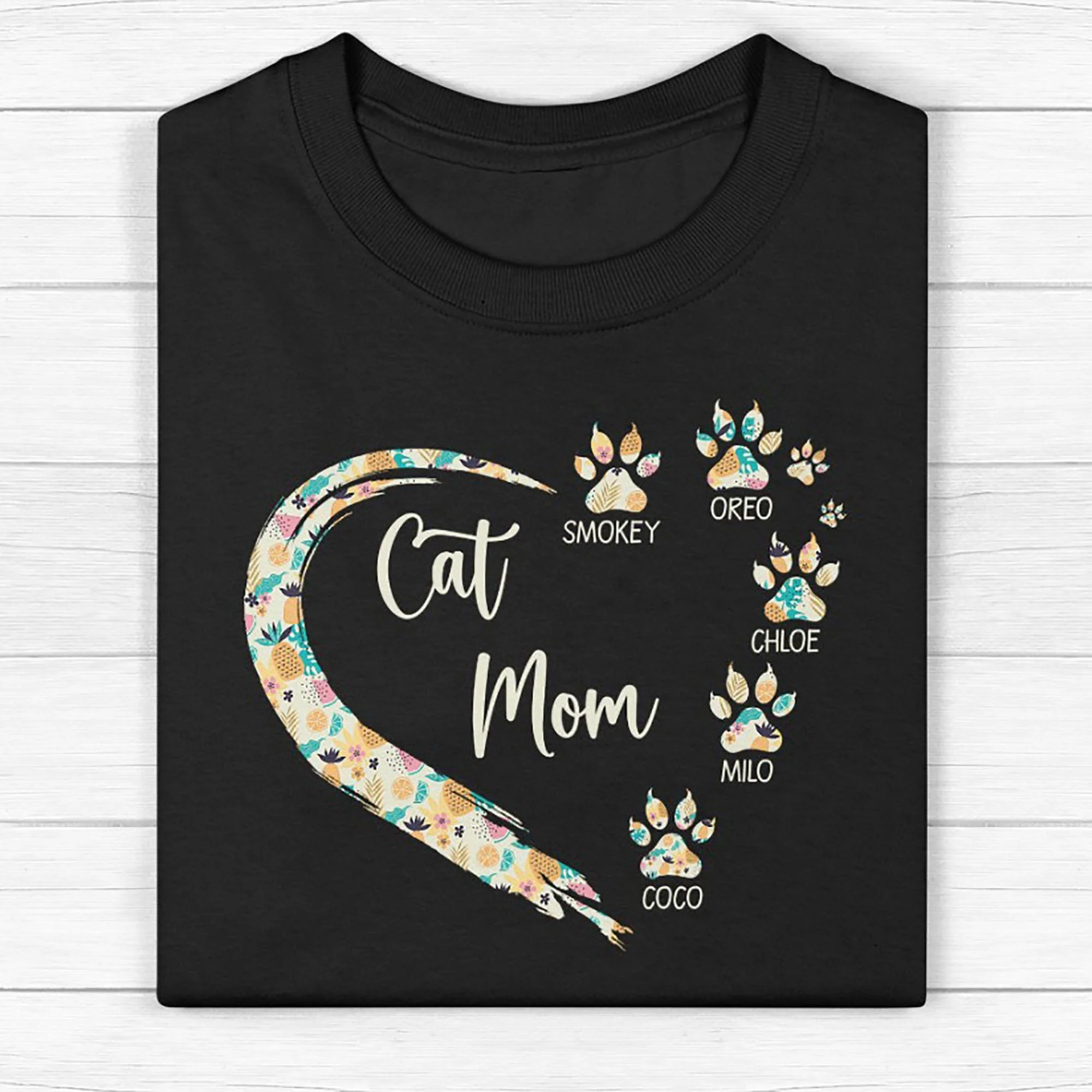 Cat Mom Paw Hearts Personalized Custom Cat Shirt 890605