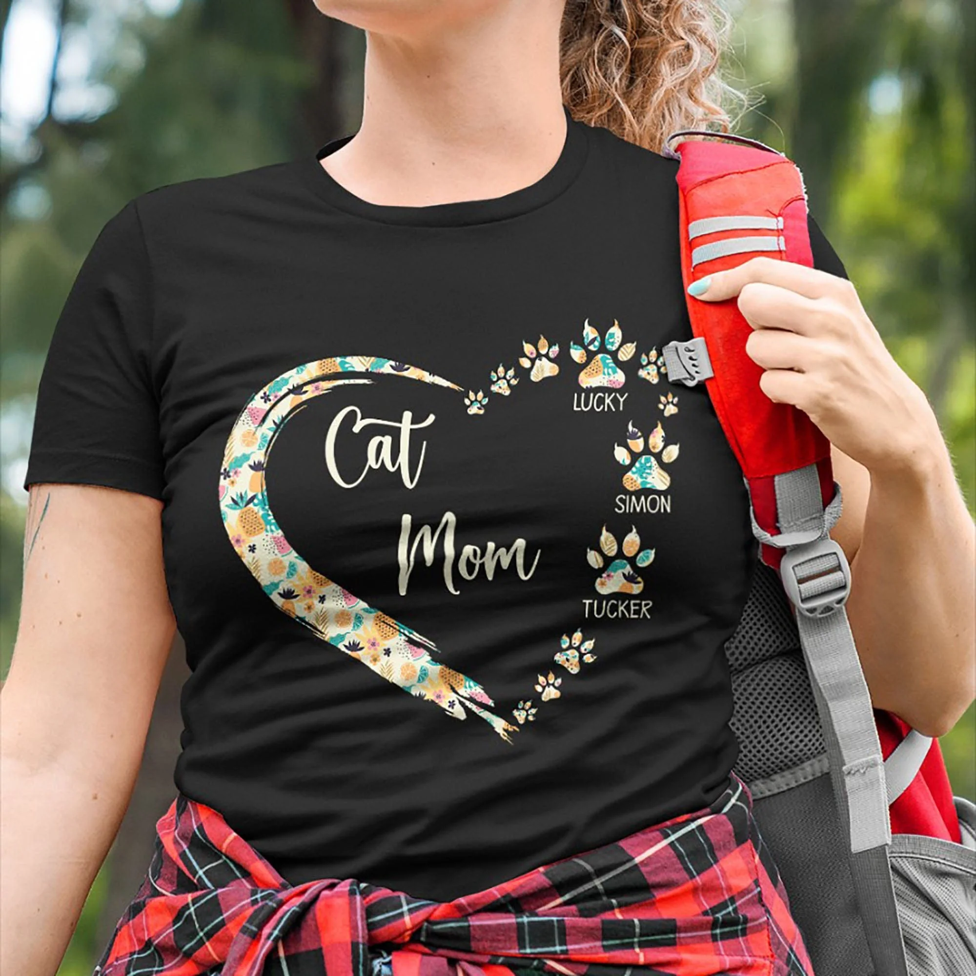 Cat Mom Paw Hearts Personalized Custom Cat Shirt 890605 - Image 3