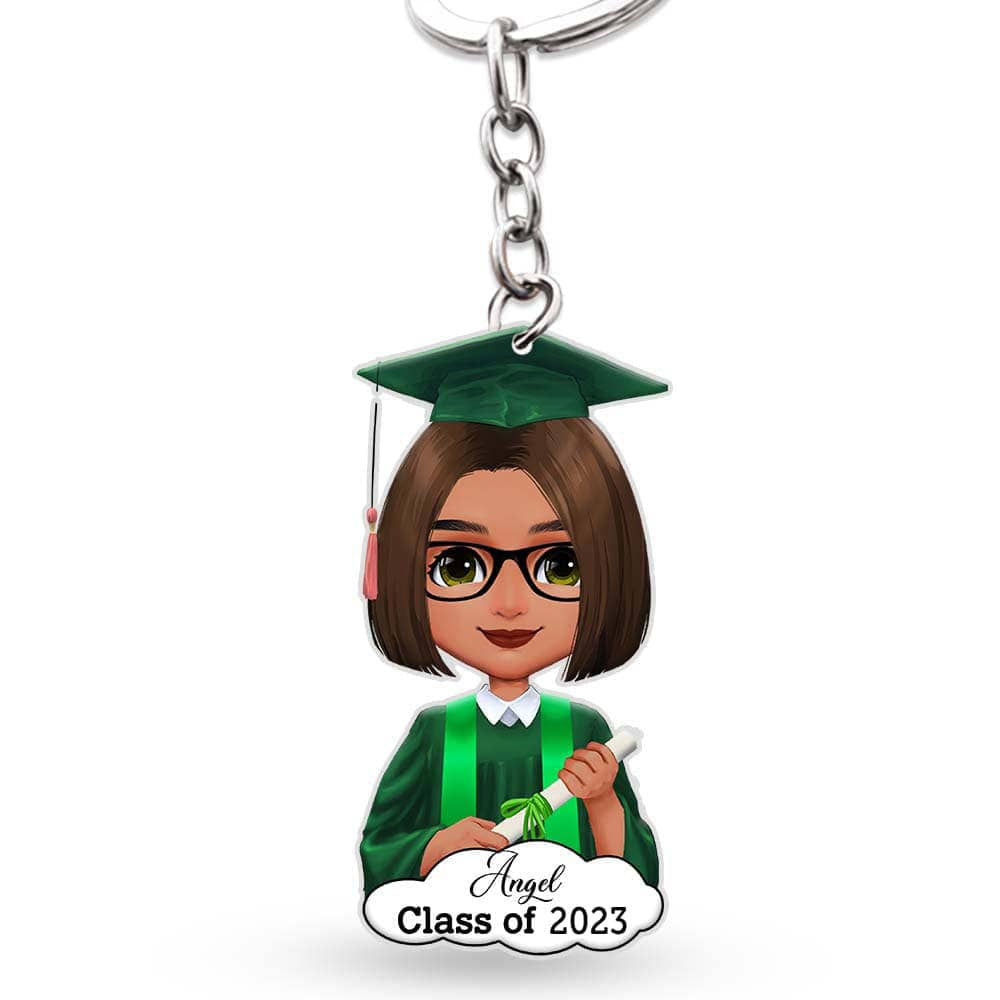 Personalized Gift Chibi Keychain, Graduation Gift, keychain acrylic custom shape,Gift For Senior HN590 - Image 3