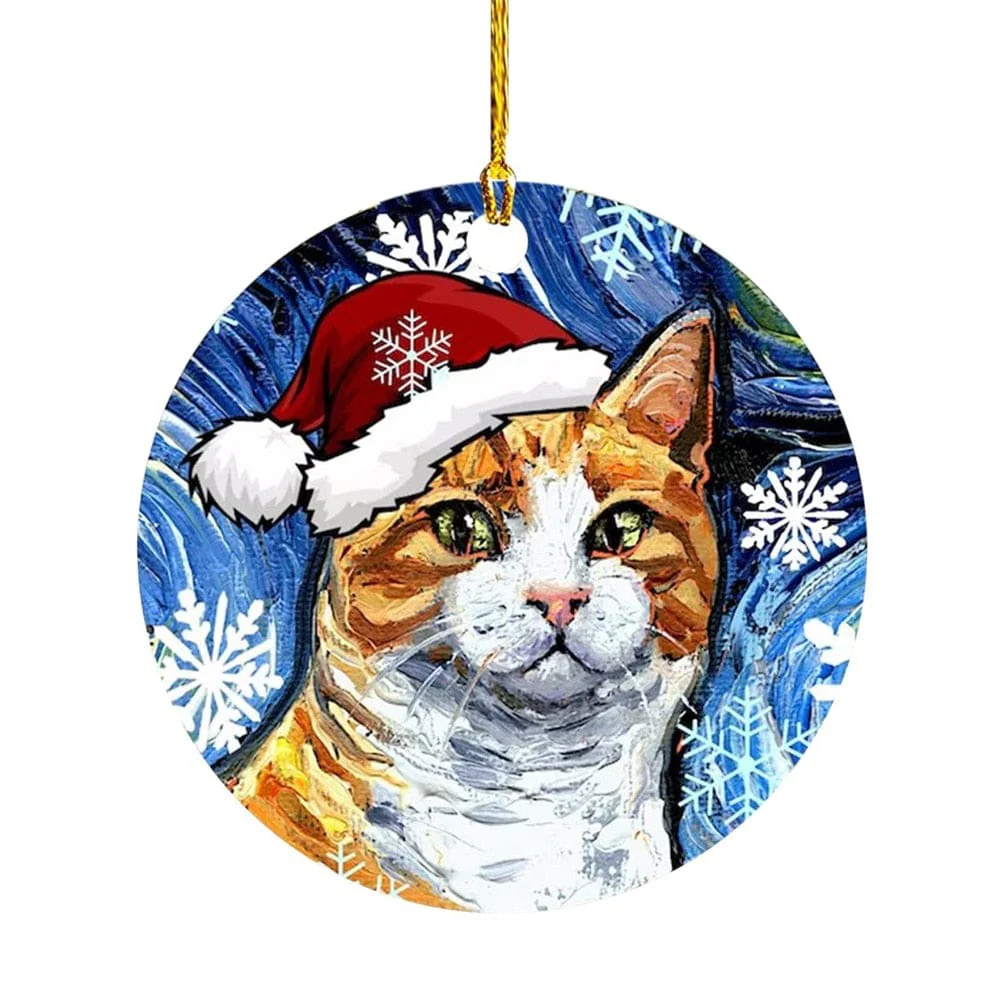 Cute Dog Cat with Hat Christmas Tree Ornament - Image 14