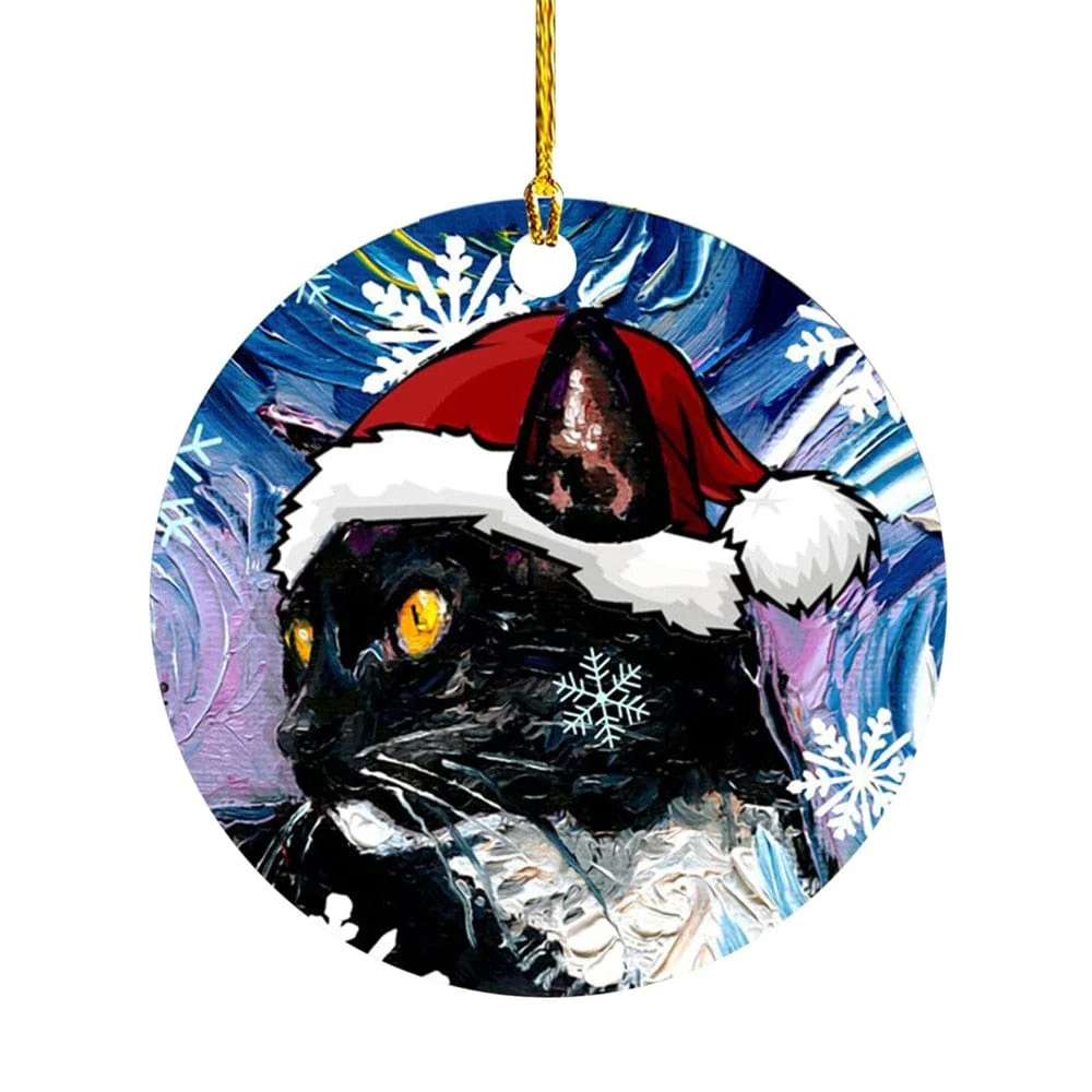 Cute Dog Cat with Hat Christmas Tree Ornament - Image 16
