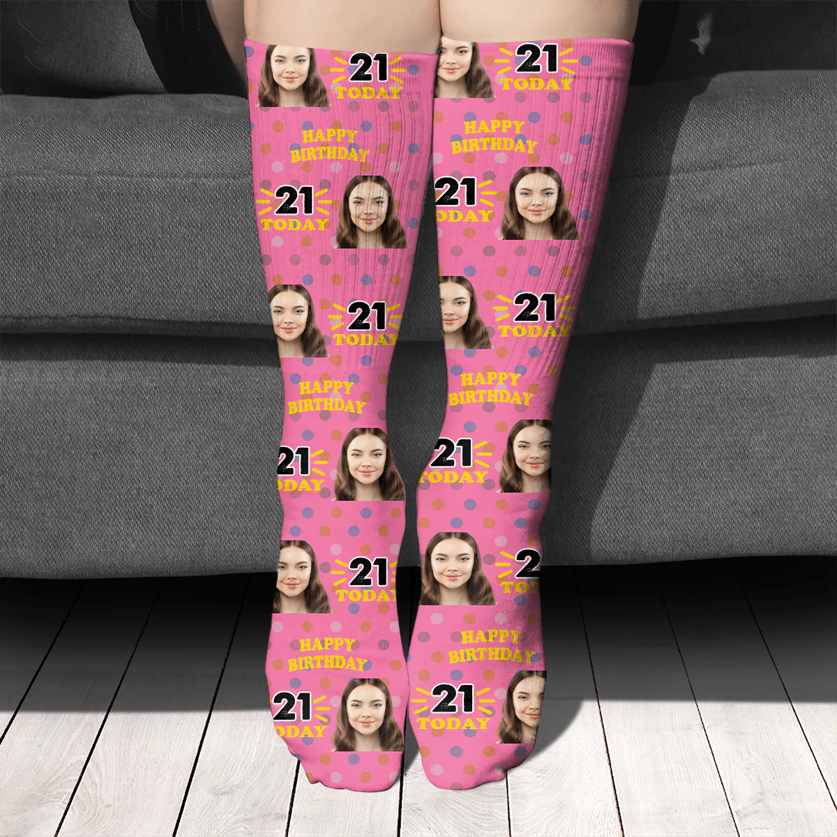 Gift For Birthday, Custom Photo And Age Socks, Personalized Gift For Family SG02