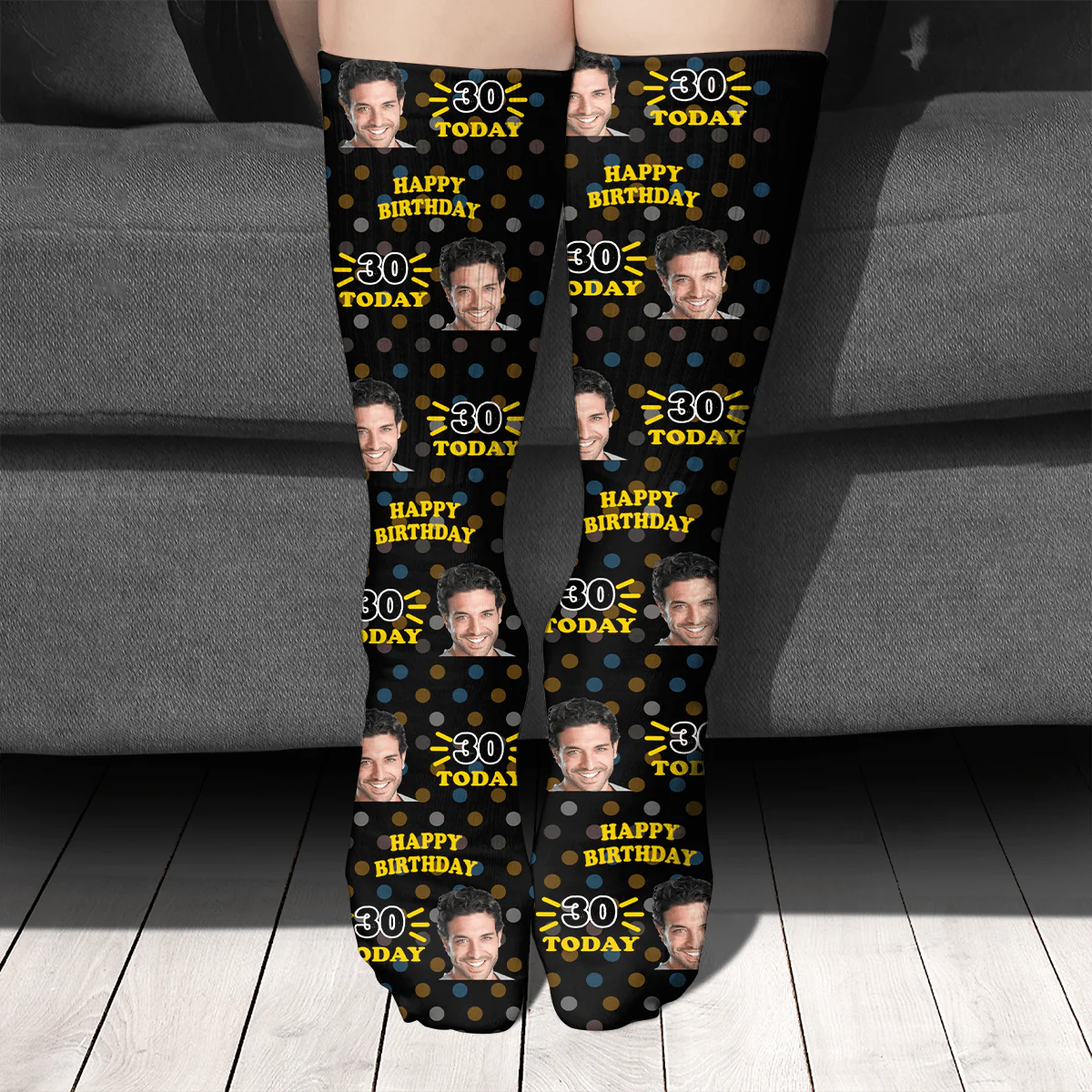 Gift For Birthday, Custom Photo And Age Socks, Personalized Gift For Family SG02 - Image 2