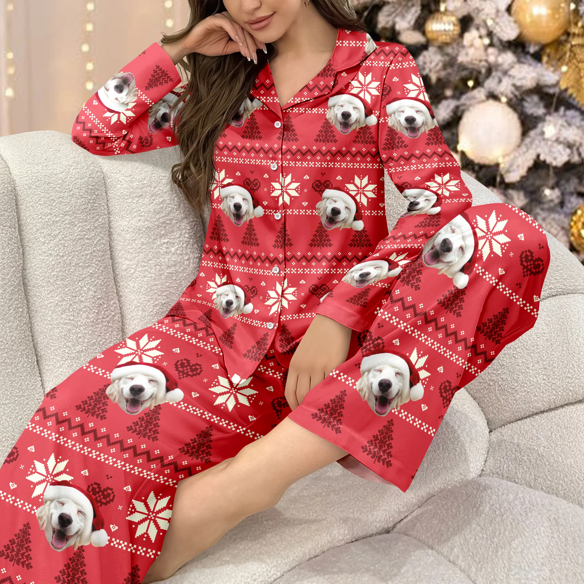 Christmas Is Coming Aztec Pattern - Custom Dog Face Photo Pajamas Christmas Gift For Dog Lovers CH07 896134 - Image 3