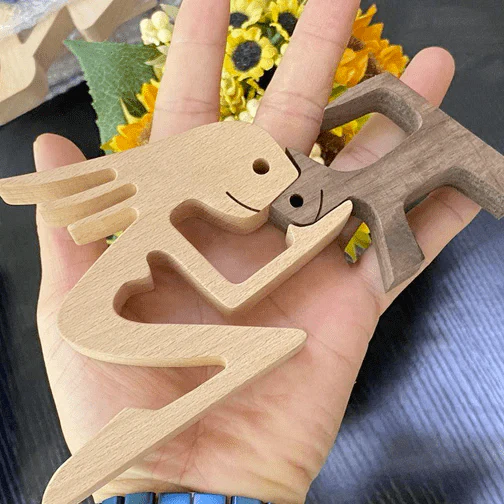 A Woman With Cat Wood Sculpture T286 HN590 - Image 3