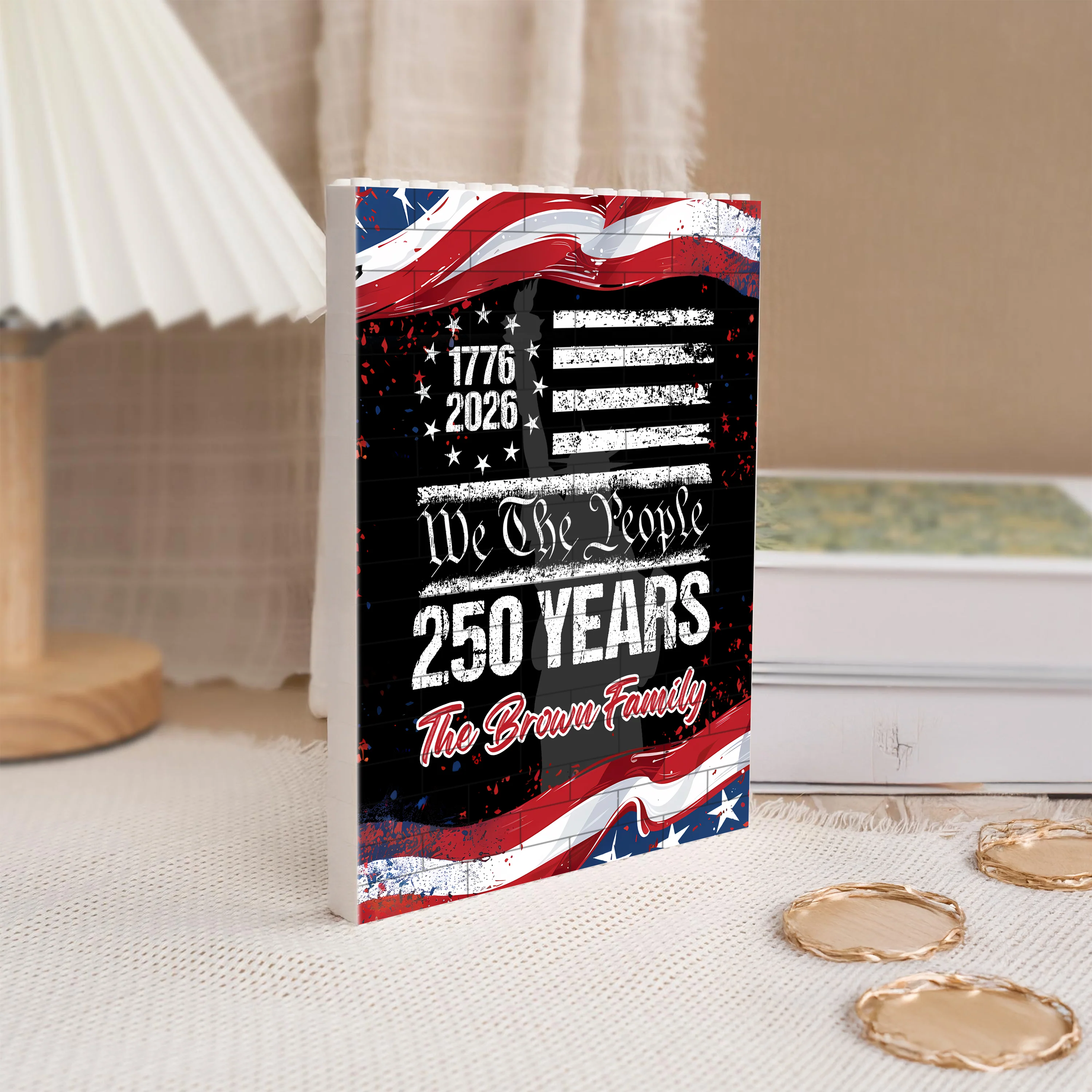 Custom 250 Years USA 250th Birthday 1776-2026 Eagle Building Brick Blocks HA75 920538 - Image 2